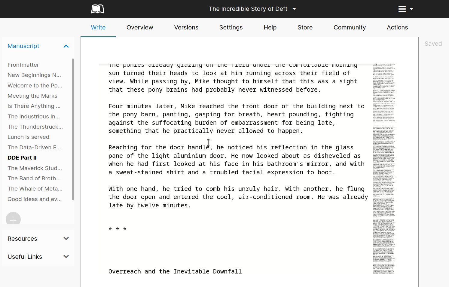 Screenshot of writing in the Leanpub online editor